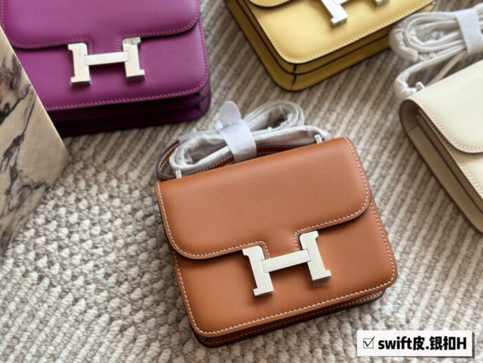 Hermès Kang Kang Bag (Stewardess Bag) Swift Calf Leather With Silver Buckle Authentic Hand-Stitched Complete Original Logo - Image 12