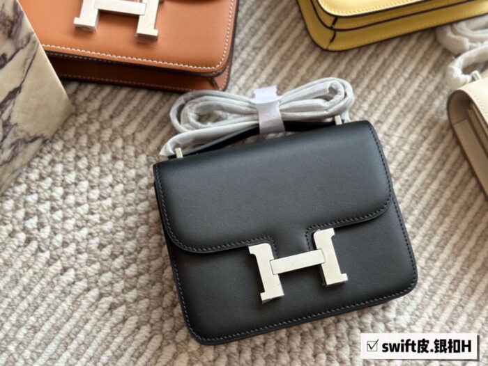 Hermès Kang Kang Bag (Stewardess Bag) Swift Calf Leather With Silver Buckle Authentic Hand-Stitched Complete Original Logo - Image 13
