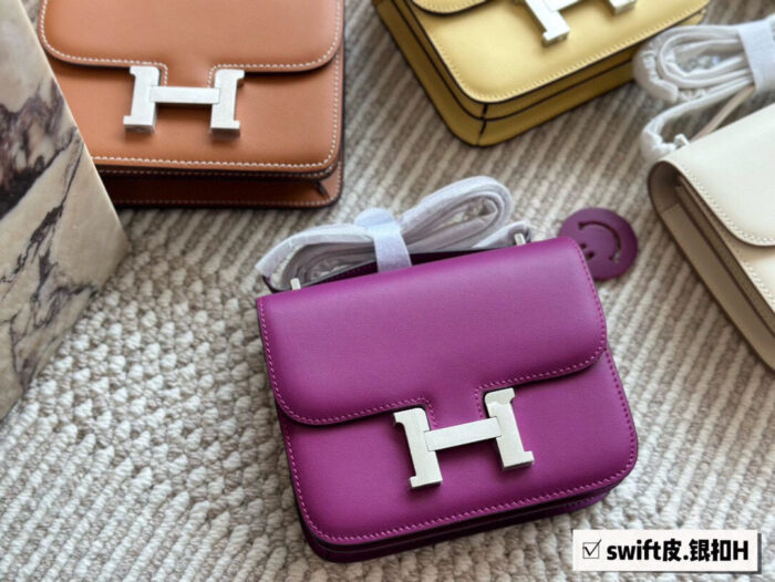 Hermès Kang Kang Bag (Stewardess Bag) Swift Calf Leather With Silver Buckle Authentic Hand-Stitched Complete Original Logo - Image 16