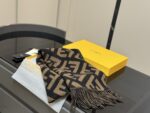 Fendi Double-Sided Wool Scarf - Caramel-Coloured Warm Shawl (Original Single With Box)