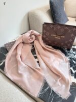 Louis Vuitton Classic Monogram Silk-Wool Shawl - Image 4