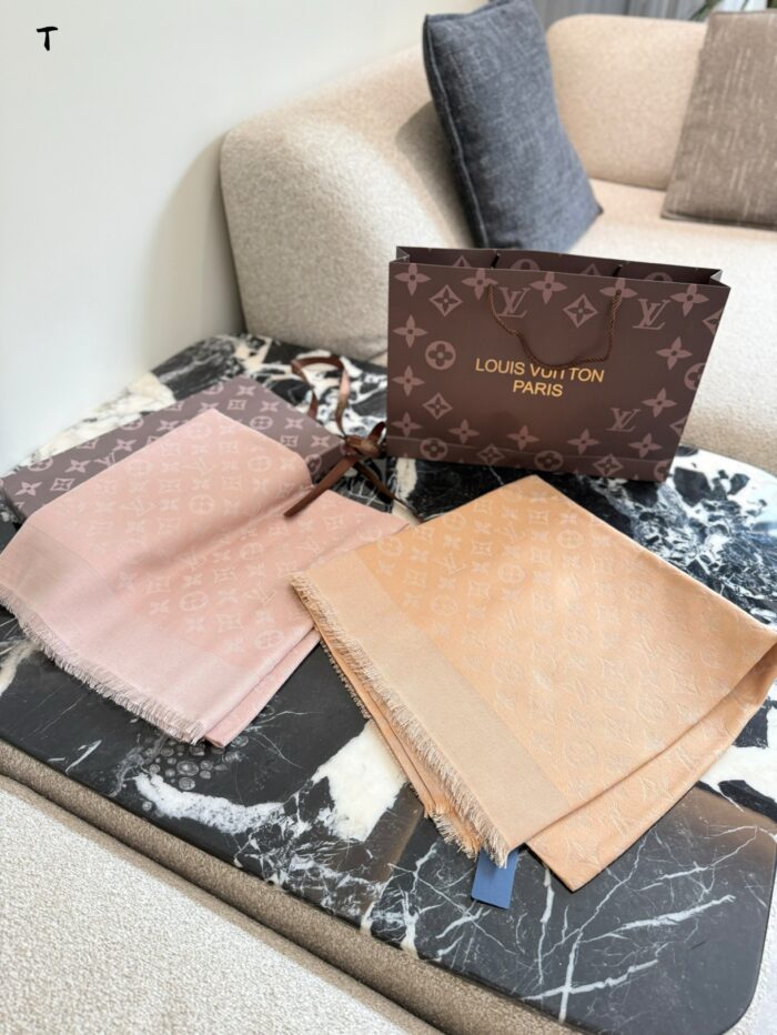 Louis Vuitton Classic Monogram Silk-Wool Shawl - Image 8