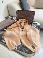 Louis Vuitton Classic Monogram Silk-Wool Shawl - Image 9