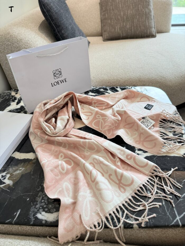Loewe Black And Grey Check Wool Scarf For Men Great Value For Money Comes With Boxed Tote Bag - Image 3