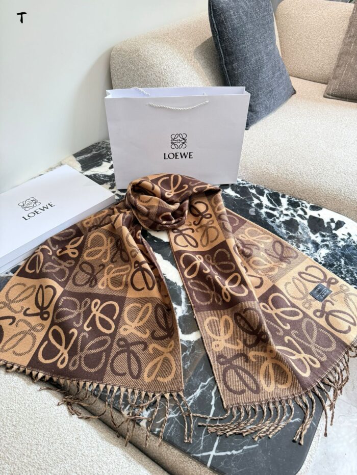 Loewe Black And Grey Check Wool Scarf For Men Great Value For Money Comes With Boxed Tote Bag - Image 4