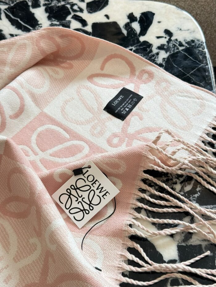 Loewe Black And Grey Check Wool Scarf For Men Great Value For Money Comes With Boxed Tote Bag - Image 7