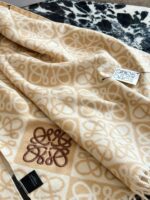Loewe Double-Sided Anagram Jacquard Pattern Scarf In Latte Colour Neutral Style, Sophisticated, Versatile - Image 3