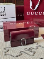 Gucci Supermini Dionysus Patent Calfskin Double Tiger Head Silver Buckle Suede Lining Fits Plus-Sized Phones - Image 4