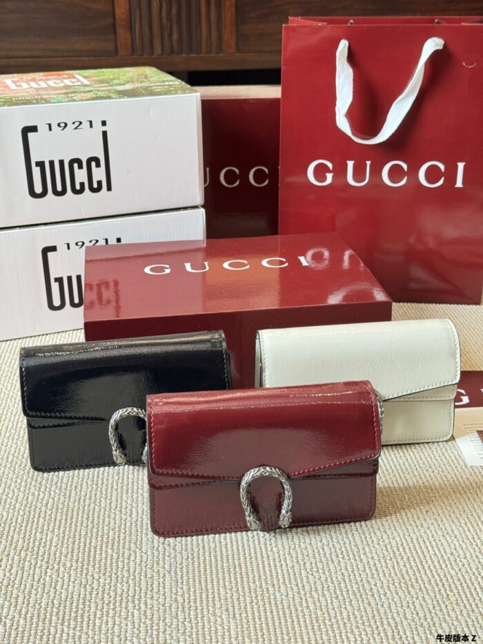 Gucci Supermini Dionysus Patent Calfskin Double Tiger Head Silver Buckle Suede Lining Fits Plus-Sized Phones - Image 10