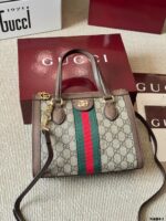 Gucci Orphidia Epilogue Tote Bag Double G Motif Classic Striped Webbing Square Vintage Silhouette Removable Shoulder Strap - Image 2