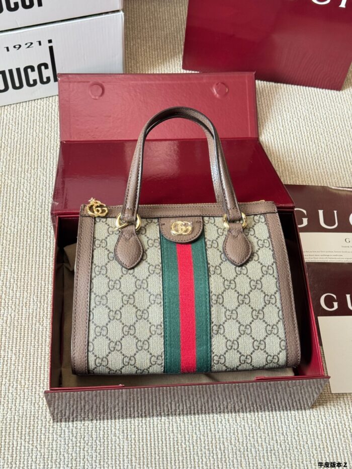 Gucci Orphidia Epilogue Tote Bag Double G Motif Classic Striped Webbing Square Vintage Silhouette Removable Shoulder Strap - Image 3