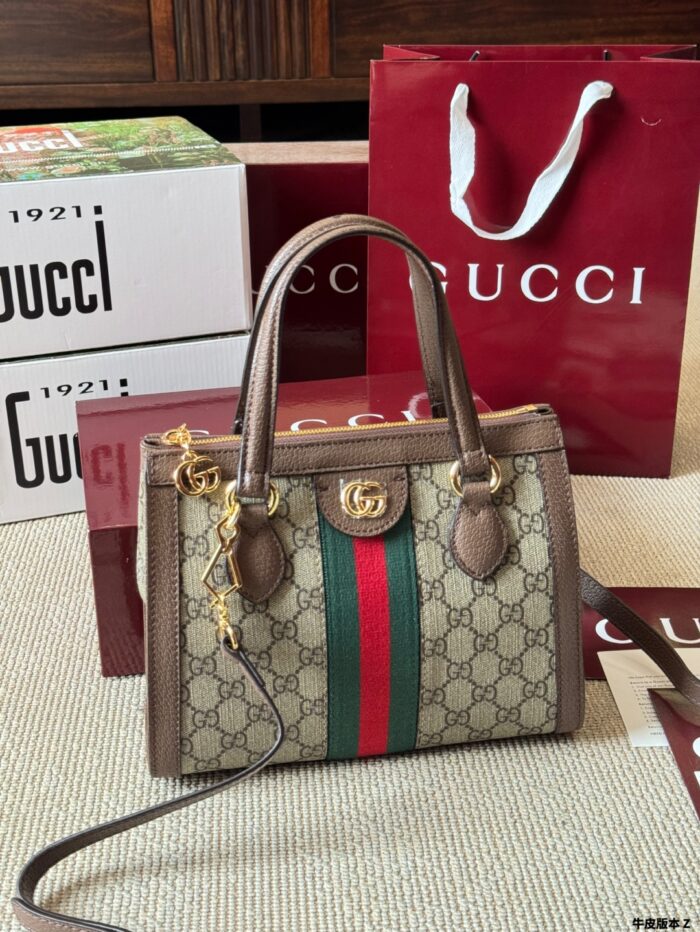 Gucci Orphidia Epilogue Tote Bag Double G Motif Classic Striped Webbing Square Vintage Silhouette Removable Shoulder Strap - Image 4