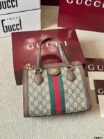 Gucci Orphidia Epilogue Tote Bag Double G Motif Classic Striped Webbing Square Vintage Silhouette Removable Shoulder Strap - Image 6