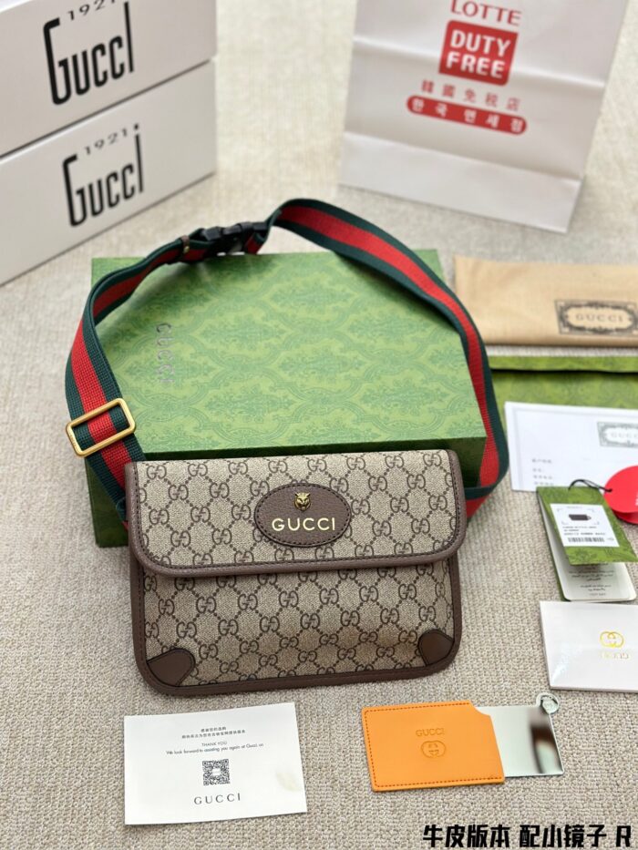 Gucci'S Latest Tiger-Head Waist Bag And Chest Bag Collection. Replica Cowhide With Small Mirror. Vintage-Inspired, Exquisite Hardware. - Image 1