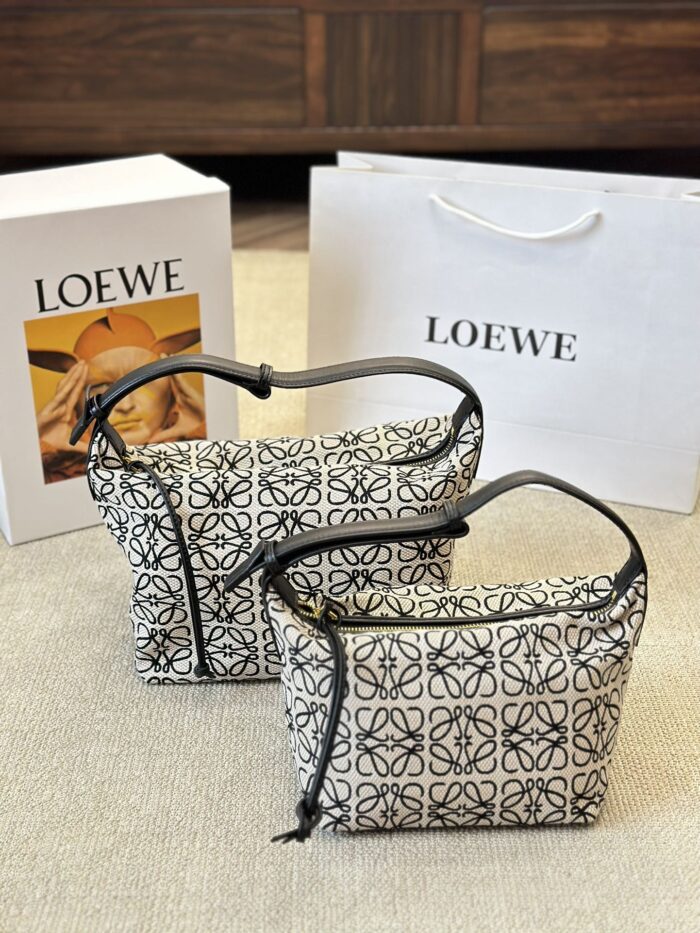 Loewe Ss24 Cubi Bento Bag Embroidered Design Adjustable Shoulder Strap Effortlessly Chic Underarm Bag - Image 10