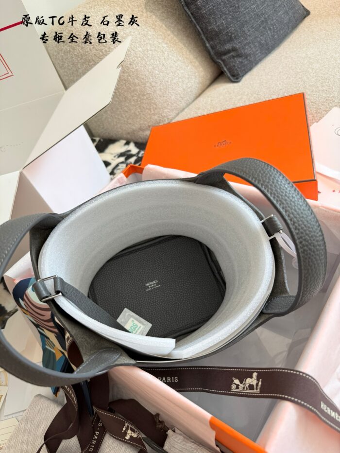 Hermès Shopping Basket Premium Tc Leather Upgrade Edition Complete Packaging Edge Oil Coating With Subtle Granular Texture Exquisitely Engraved Lock Head - Image 3