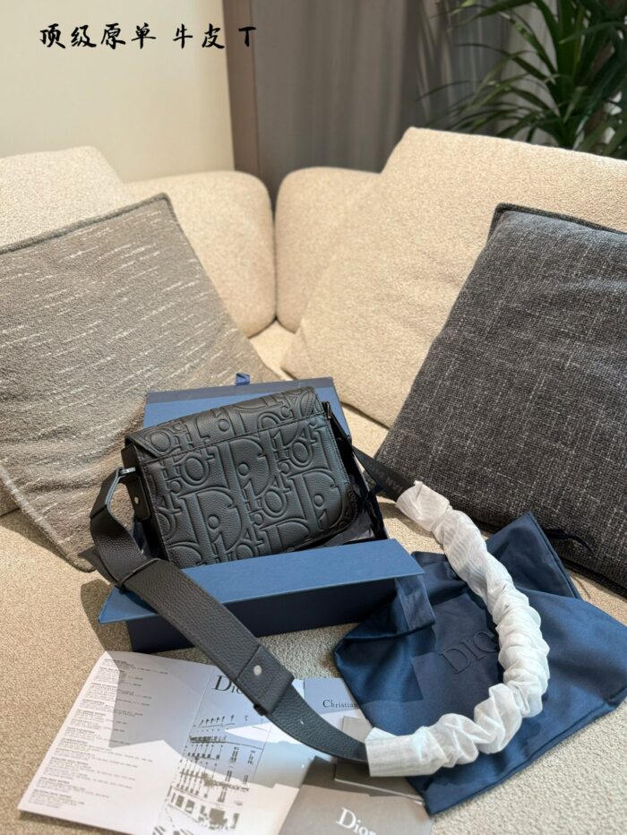 Dior Men'S New Full-Leather Messenger Crossbody Bag Original Hardware Complete Packaging - Image 6