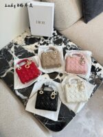 Dior Lady Dior Three-Compartment Handbag Small Leather Texture Dior Monogram Pendant Versatile For Multiple Occasions