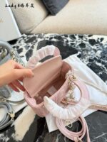 Dior Lady Dior Three-Compartment Handbag Small Leather Texture Dior Monogram Pendant Versatile For Multiple Occasions - Image 14