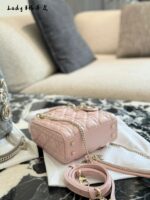 Dior Lady Dior Three-Compartment Handbag Small Leather Texture Dior Monogram Pendant Versatile For Multiple Occasions - Image 15