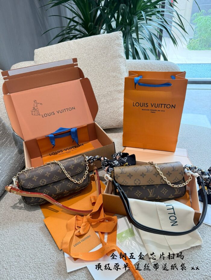 Louis Vuitton Wallet On Chain Ivy Handbag Upgraded Version With Full Steel Hardware Reversed-Colour Flap Black Shoulder Strap - Image 1
