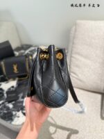 Ysl Nolita Black & Gold Flap Envelope Bag Lambskin With Diamond Quilting Adjustable Chain Strap For Shoulder Or Crossbody Carry - Image 3