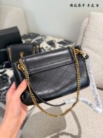 Ysl Nolita Black & Gold Flap Envelope Bag Lambskin With Diamond Quilting Adjustable Chain Strap For Shoulder Or Crossbody Carry - Image 5