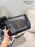Ysl Nolita Black & Gold Flap Envelope Bag Lambskin With Diamond Quilting Adjustable Chain Strap For Shoulder Or Crossbody Carry - Image 9