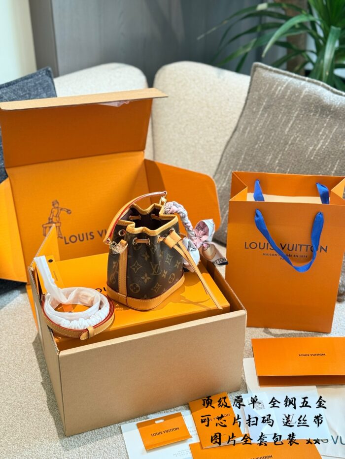 Louis Vuitton Nano Noe New Edition Monogram Mini Bucket Bag Detachable Handles And Shoulder Strap For Versatile Carrying Options Practical And Built To Last - Image 2