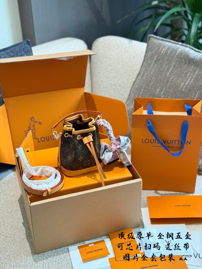 Louis Vuitton Nano Noe New Edition Monogram Mini Bucket Bag Detachable Handles And Shoulder Strap For Versatile Carrying Options Practical And Built To Last - Image 9