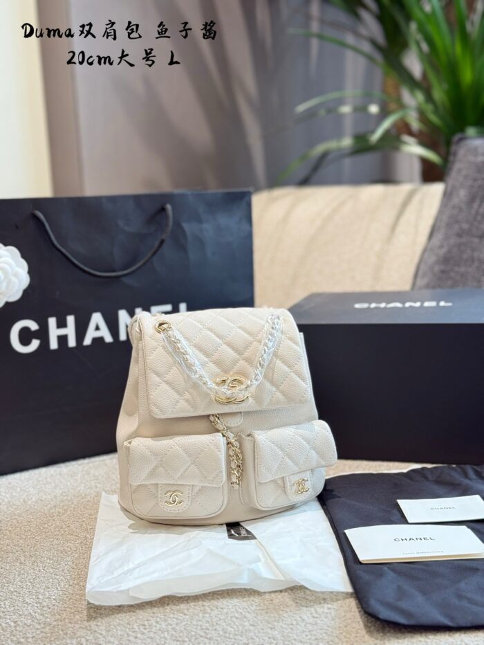 Chanel Dumas Frog Backpack With Caviar-Style Double Pockets, Anti-Theft Design, Adjustable Straps - Image 6