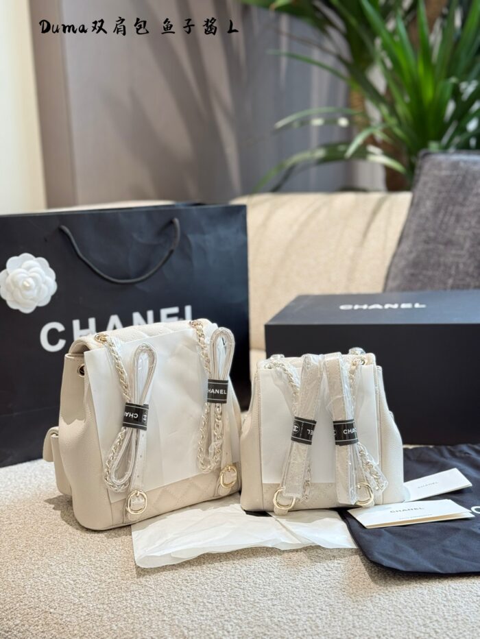 Chanel Dumas Frog Backpack With Caviar-Style Double Pockets, Anti-Theft Design, Adjustable Straps - Image 8