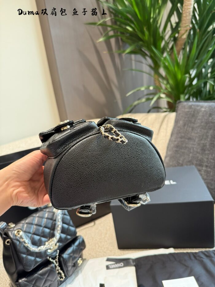 Chanel Dumas Frog Backpack With Caviar-Style Double Pockets, Anti-Theft Design, Adjustable Straps - Image 6