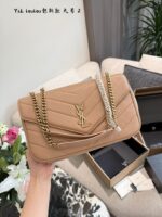 Yves Saint Laurent 25 Pre-Spring Loulou Lambskin Herringbone Quilted Envelope Bag With Chain Strap For Shoulder Or Crossbody Wear