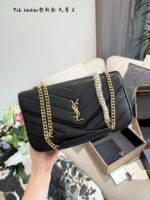 Yves Saint Laurent 25 Pre-Spring Loulou Lambskin Herringbone Quilted Envelope Bag With Chain Strap For Shoulder Or Crossbody Wear - Image 4
