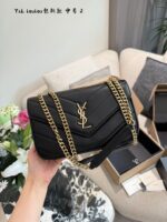 Yves Saint Laurent 25 Pre-Spring Loulou Lambskin Herringbone Quilted Envelope Bag With Chain Strap For Shoulder Or Crossbody Wear - Image 5