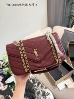 Yves Saint Laurent 25 Pre-Spring Loulou Lambskin Herringbone Quilted Envelope Bag With Chain Strap For Shoulder Or Crossbody Wear - Image 7