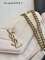 Yves Saint Laurent 25 Pre-Spring Loulou Lambskin Herringbone Quilted Top-Stitch Chain Strap Handbag - Image 6