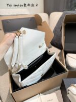 Yves Saint Laurent 25 Pre-Spring Loulou Lambskin Herringbone Quilted Top-Stitch Chain Strap Handbag - Image 9