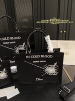 Dior Embroidered Tote Bag Embossed 3D Print Shoulder Handbag Generous Capacity - Image 2