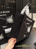 Dior Embroidered Tote Bag Embossed 3D Print Shoulder Handbag Generous Capacity - Image 3
