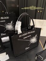 Dior Embroidered Tote Bag Embossed 3D Print Shoulder Handbag Generous Capacity - Image 4