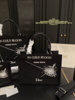 Dior Embroidered Tote Bag Embossed 3D Print Shoulder Handbag Generous Capacity - Image 9
