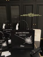 Dior Embroidered Tote Bag Embossed 3D Print Shoulder Handbag Generous Capacity - Image 11