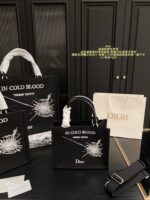 Dior Embroidered Tote Bag Embossed 3D Print Shoulder Handbag Generous Capacity - Image 13