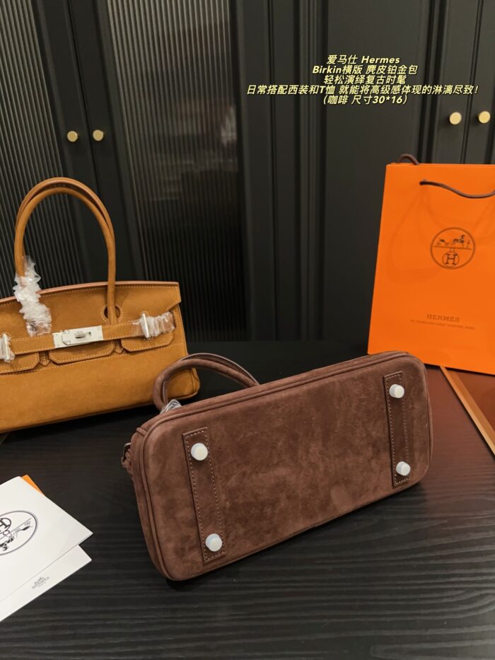 Hermès Birkin Horizontal Suede Platinum Bag Retro Chic Structured Simplicity - Image 7