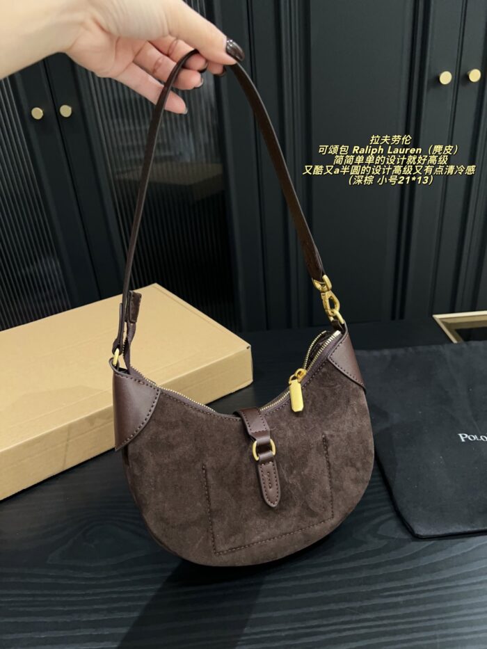 Ralph Lauren Croissant Bag Semi-Circular Design, Supple Leather, Crossbody/Shoulder Bag - Image 3