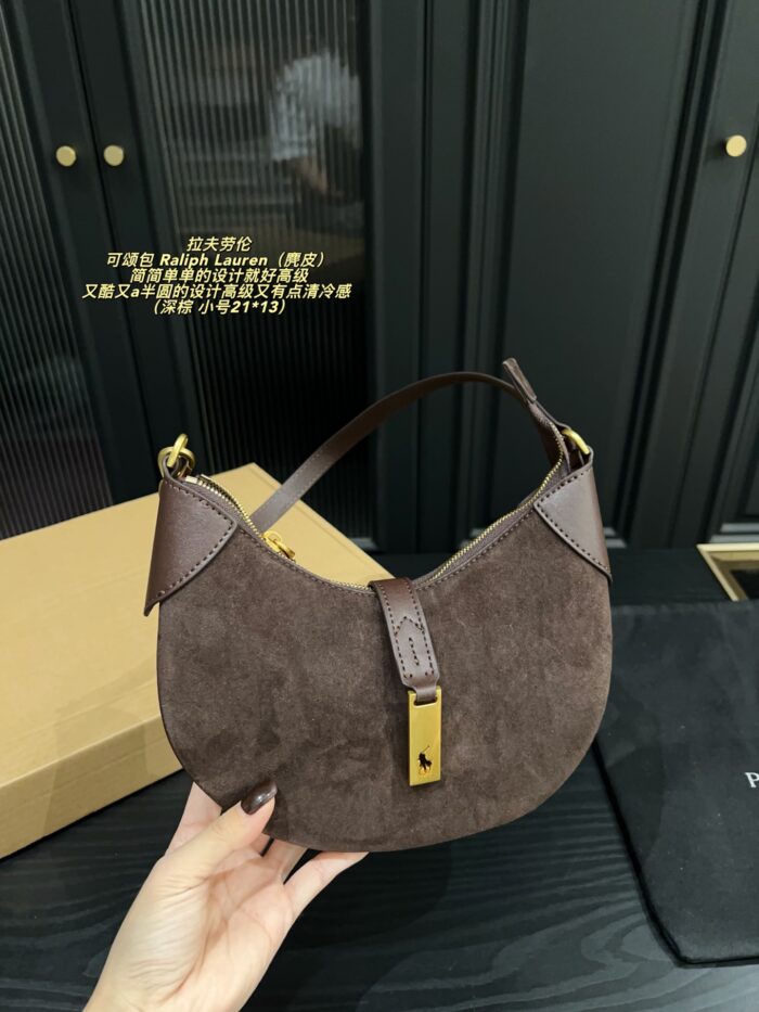 Ralph Lauren Croissant Bag Semi-Circular Design, Supple Leather, Crossbody/Shoulder Bag - Image 4