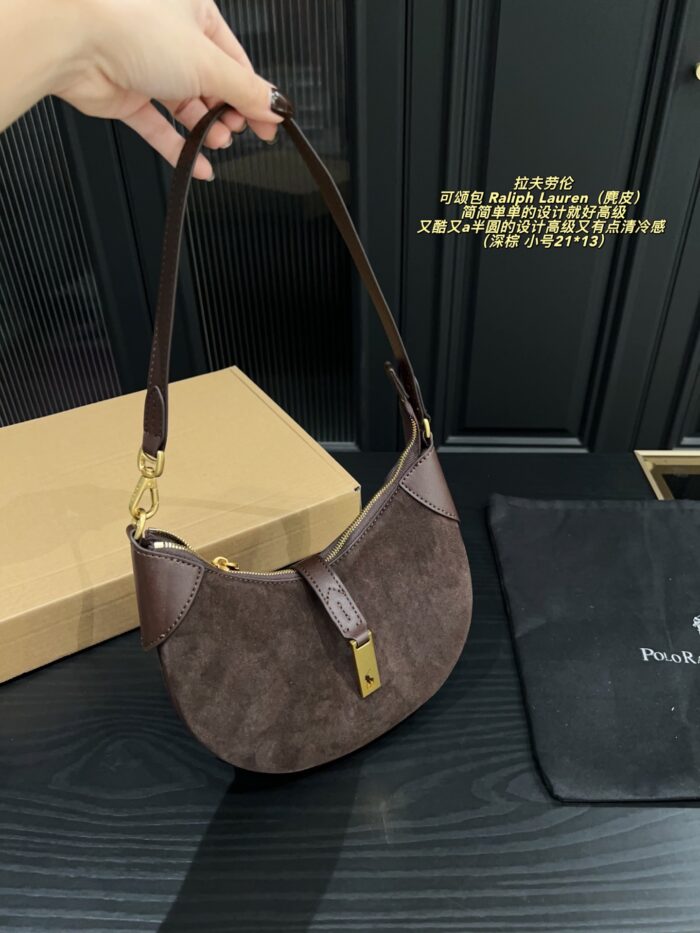 Ralph Lauren Croissant Bag Semi-Circular Design, Supple Leather, Crossbody/Shoulder Bag - Image 8