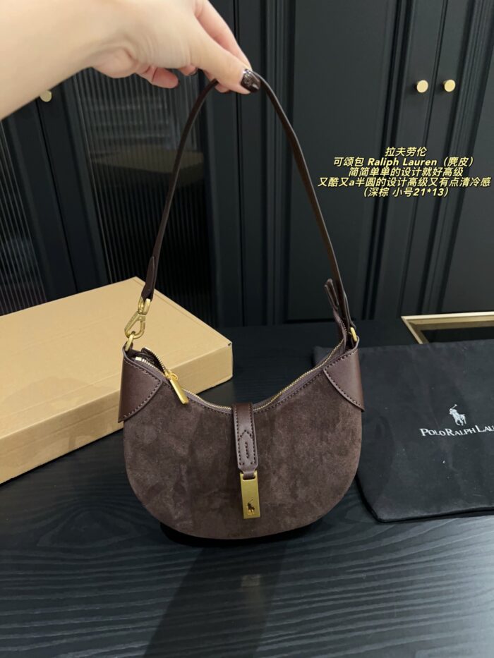 Ralph Lauren Croissant Bag Semi-Circular Design, Supple Leather, Crossbody/Shoulder Bag - Image 11